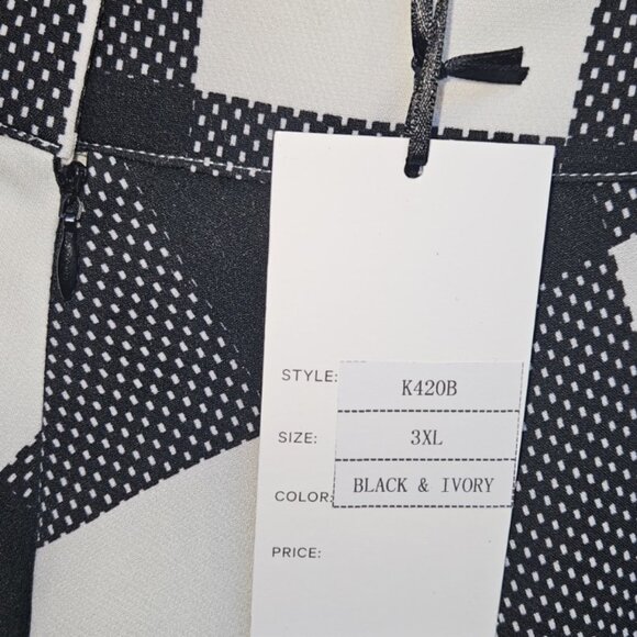 Unique Vintage Brand Plus Size 3X/18 Black & White Gingham Flare Skirt - Picture 5 of 10